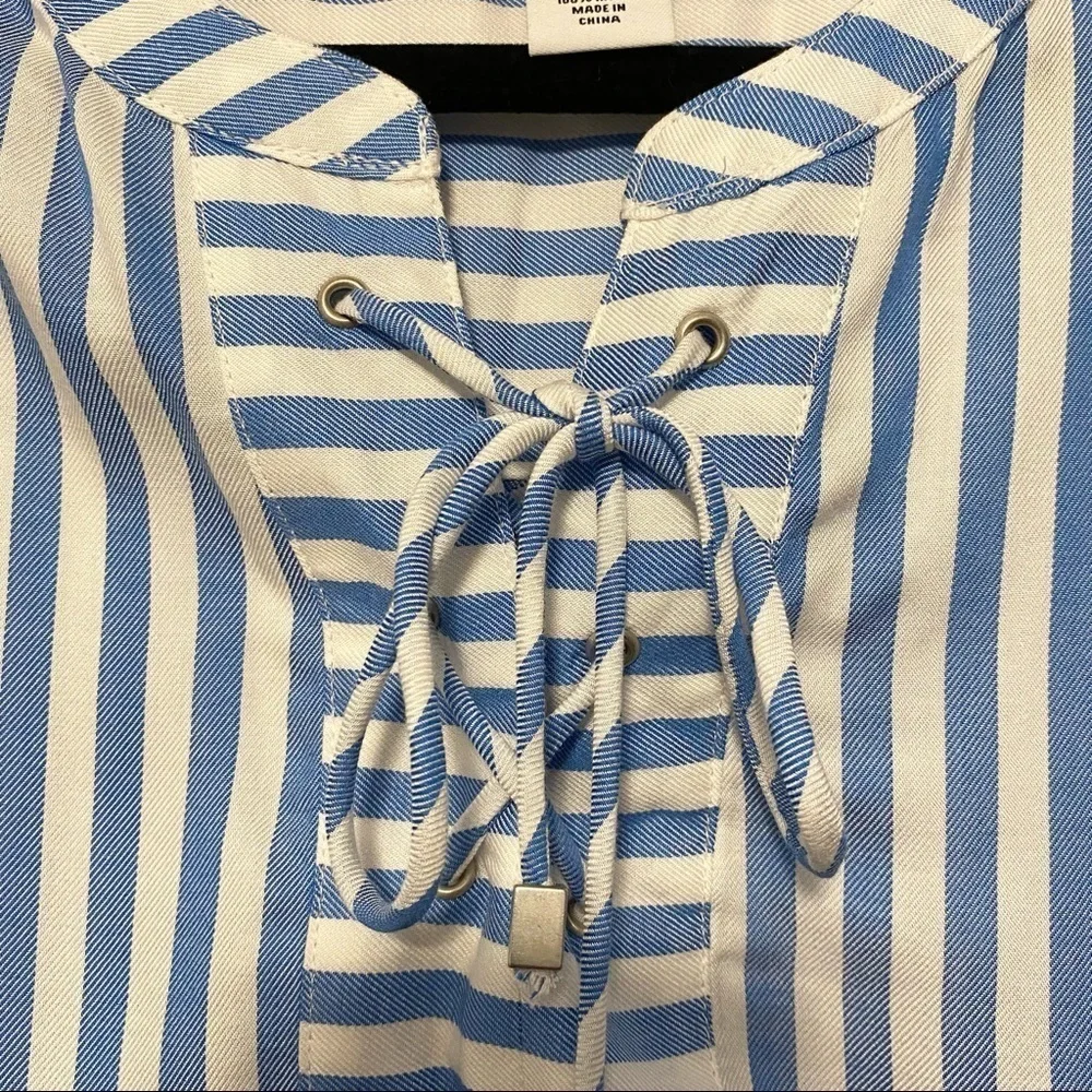 Ruby Rd. Women’s Blue & White Striped Blouse  Size M New With Tags - Picture 8 of 15
